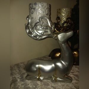Kringle Express Silver Reindeer Candle Holder